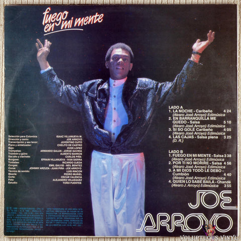 Joe Arroyo Y La Verdad ‎– Fuego En Mi Mente vinyl record back cover