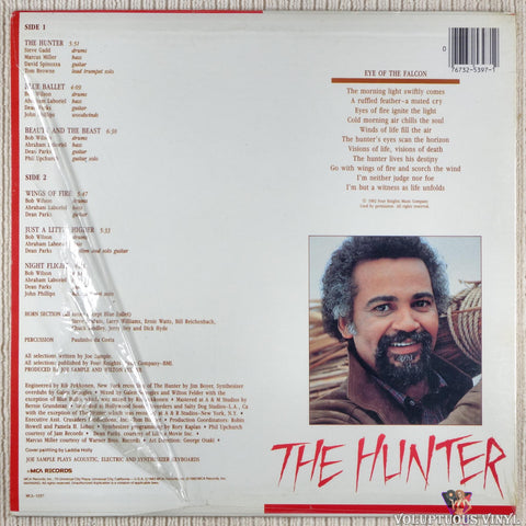 Joe Sample ‎– The Hunter vinyl record back cover