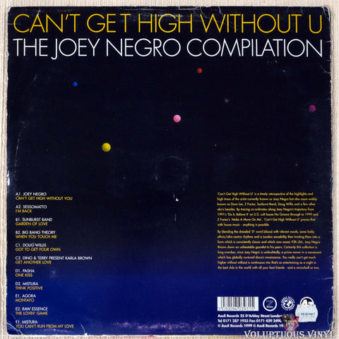 Joey Negro ‎– Can't Get High Without U (The Joey Negro Compilation) vinyl record back cover