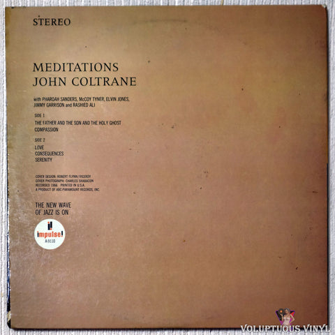 John Coltrane ‎– Meditations vinyl record back cover