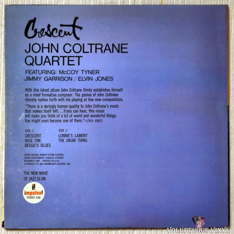John Coltrane Quartet ‎– Crescent vinyl record back cover