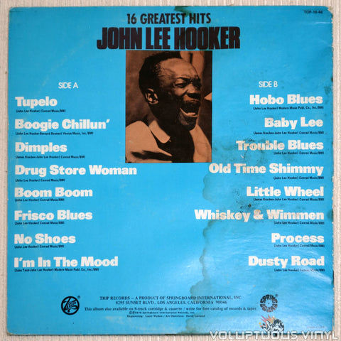 John Lee Hooker ‎– 16 Greatest Hits - Vinyl Record - Back Cover