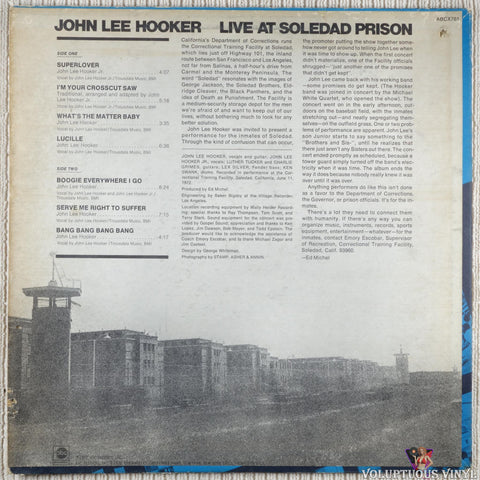 John Lee Hooker – Live At Soledad Prison vinyl record back cover