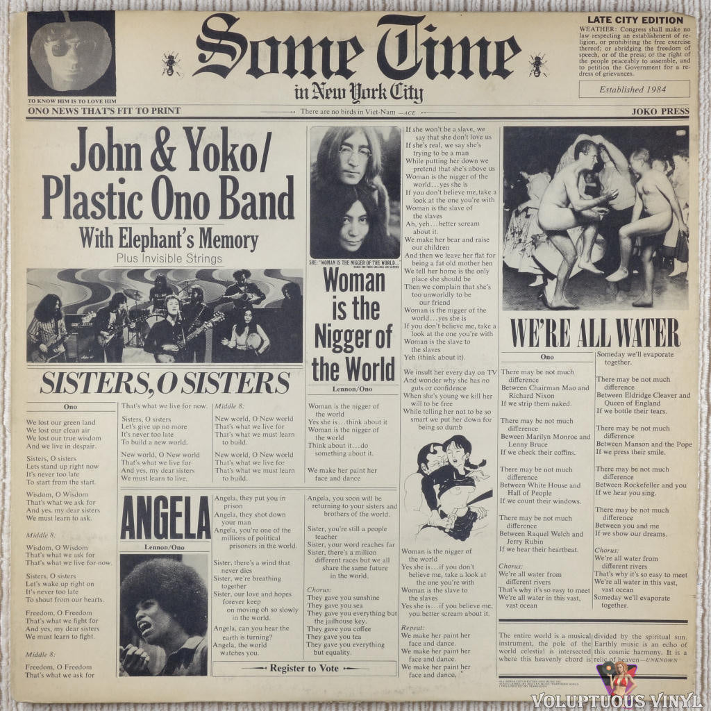 John Lennon & Yoko Ono / The Plastic Ono Band ‎– Some Time In New York City vinyl record front cover