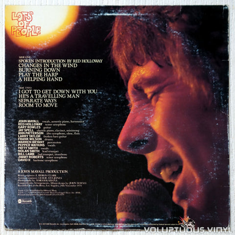 John Mayall ‎– Lots Of People vinyl record back cover