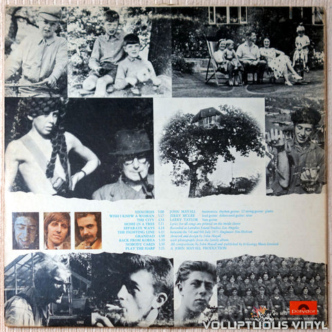 John Mayall / Jerry McGee / Larry Taylor ‎– Memories vinyl record back cover