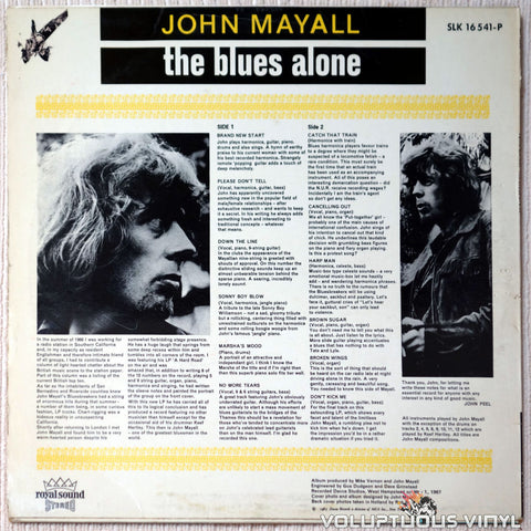 John Mayall ‎– The Blues Alone vinyl record back cover