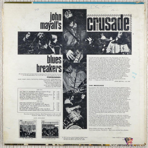 John Mayall's Blues Breakers – Crusade vinyl record back cover