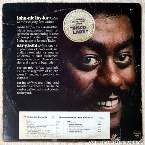 Johnnie Taylor ‎– Eargasm - Vinyl Record - Front Cover