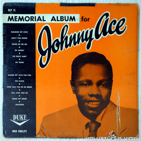 Johnny Ace ‎– Memorial Album For Johnny Ace vinyl record front cover