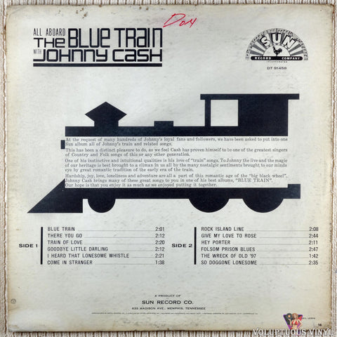 Johnny Cash ‎– All Aboard The Blue Train vinyl record back cover