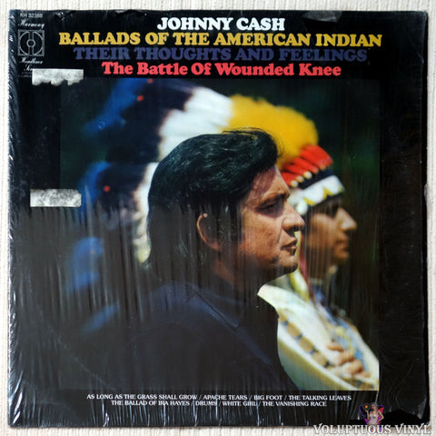 Johnny Cash ‎– Ballads Of The American Indian / Their Thoughts And Feelings The Battle Of Wounded Knee vinyl record front cover