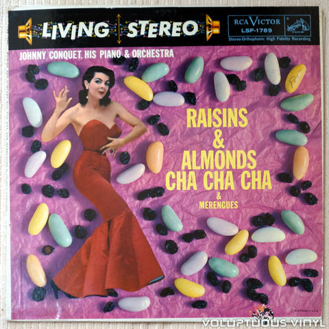 Johnny Conquet, His Piano & Orchestra ‎– Raisins & Almonds Cha Cha Cha - Vinyl Record - Front Cover