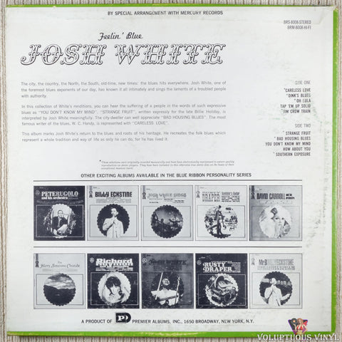 Josh White – Feelin' Blue vinyl record back cover