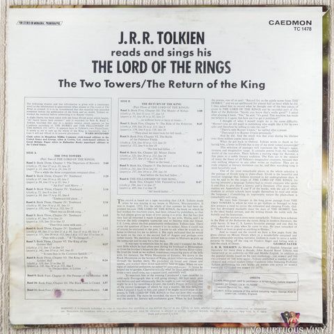 J.R.R. Tolkien – Reads And Sings His The Lord Of The Rings: The Two Towers / The Return Of The King vinyl record back cover