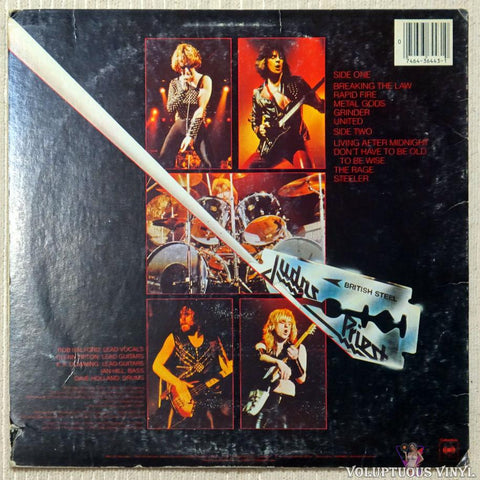 Judas Priest ‎– British Steel vinyl record back cover