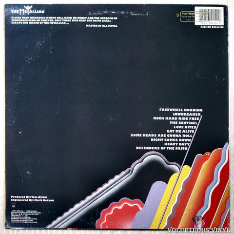 Judas Priest ‎– Defenders Of The Faith vinyl record back cover