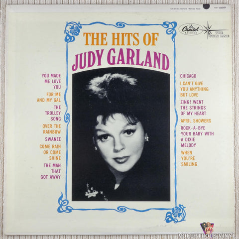 Judy Garland ‎– The Hits Of Judy Garland vinyl record front cover