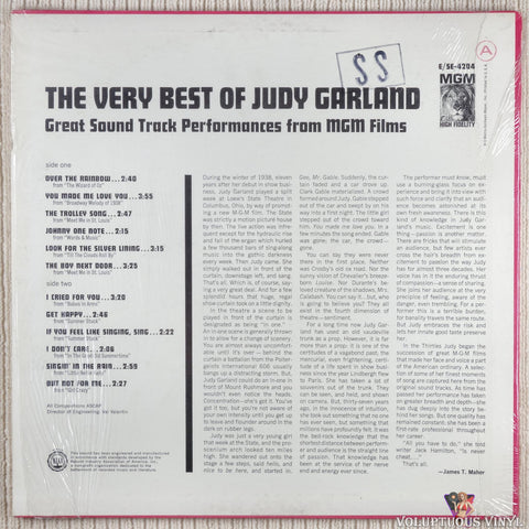 Judy Garland ‎– The Very Best Of Judy Garland vinyl record back cover