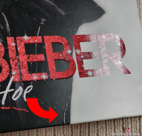 Justin Bieber ‎– Under The Mistletoe vinyl record front cover bottom seam