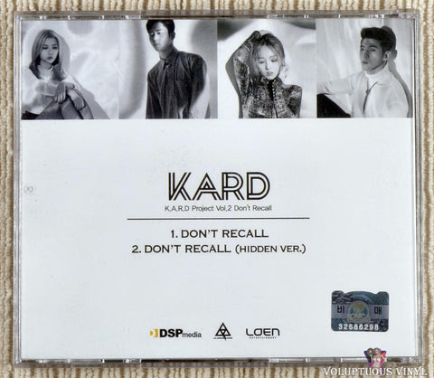 KARD ‎– K.A.R.D Project Vol. 2 [Don't Recall] CD back cover