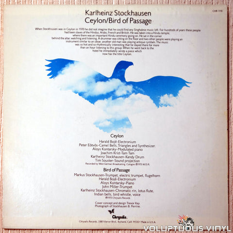 Karlheinz Stockhausen ‎– Ceylon / Bird Of Passage vinyl record back cover