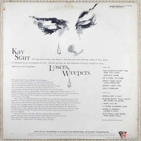 Kay Starr – Losers, Weepers vinyl record back cover