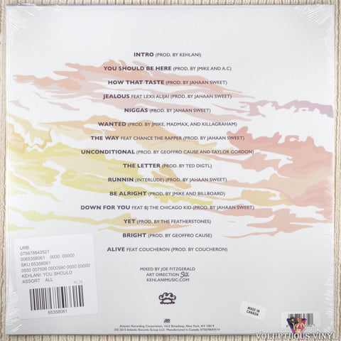 Kehlani – You Should Be Here vinyl record back cover
