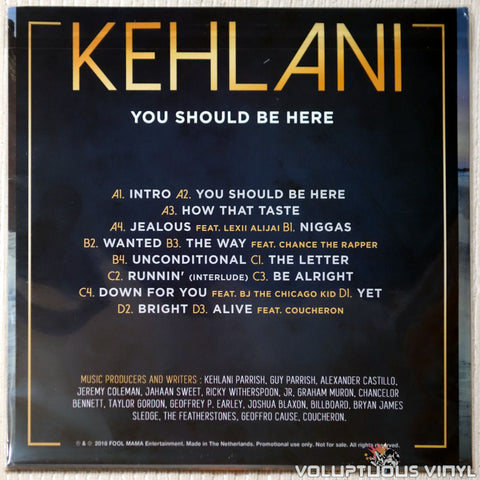 Kehlani ‎– You Should Be Here vinyl record back cover