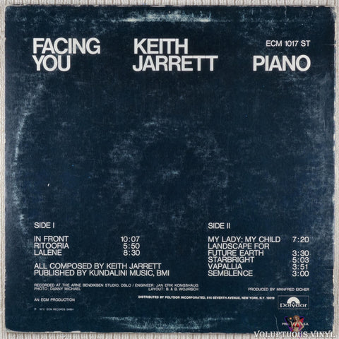 Keith Jarrett ‎– Facing You vinyl record back cover