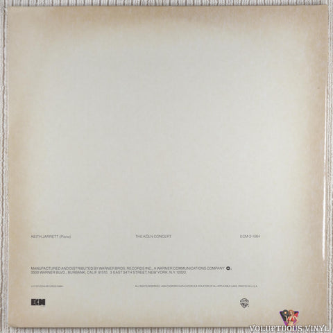 Keith Jarrett ‎– The Köln Concert vinyl record back cover