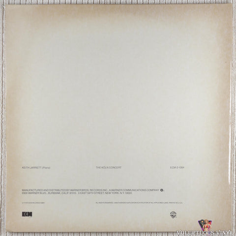 Keith Jarrett ‎– The Köln Concert vinyl record back cover