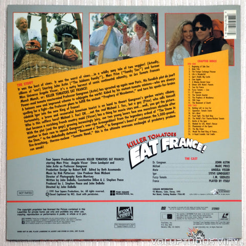 Killer Tomatoes Eat France - Laserdisc - Back Cover