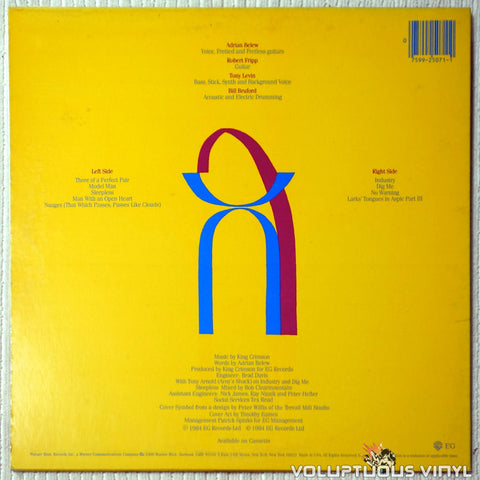 King Crimson ‎– Three Of A Perfect Pair - Vinyl Record - Back Cover