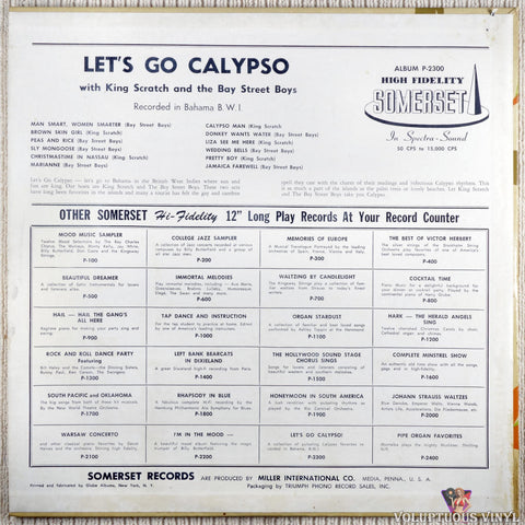 King Scratch And The Bay Street Boys ‎– Let's Go Calypso vinyl record back cover