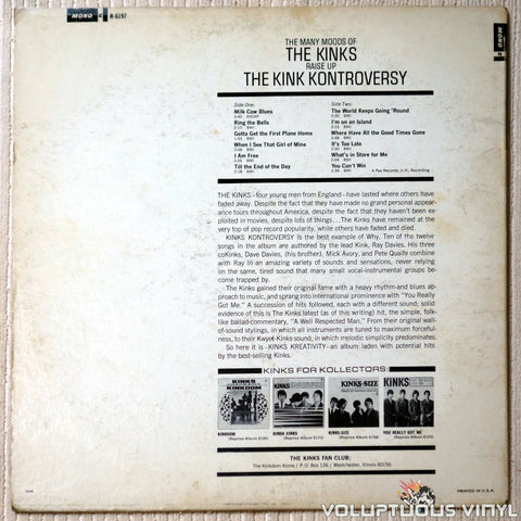 The Kinks ‎– The Kink Kontroversy - Vinyl Record - Back Cover