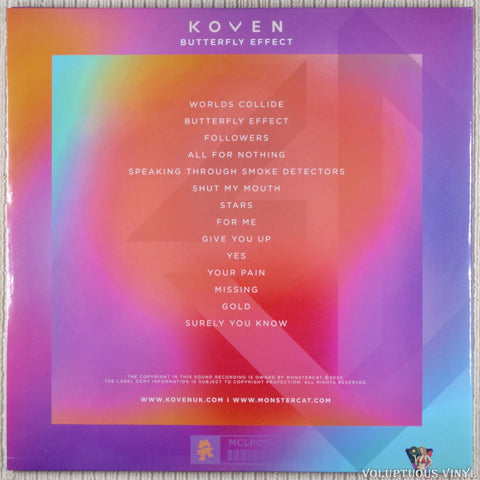 Koven ‎– Butterfly Effect vinyl record back cover