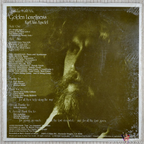 Kurt Van Arsdel ‎– Because I Love You: Golden Loneliness vinyl record back cover