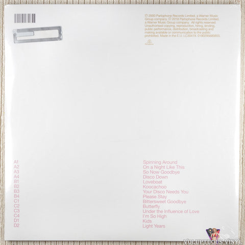 Kylie Minogue – Light Years vinyl record back cover