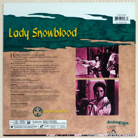 Lady Snowblood - Laserdisc - Back Cover