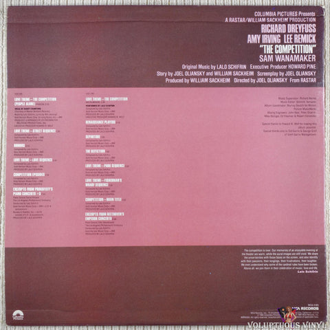 Lalo Schifrin – The Competition (Music From The Original Motion Picture Soundtrack) vinyl record back cover