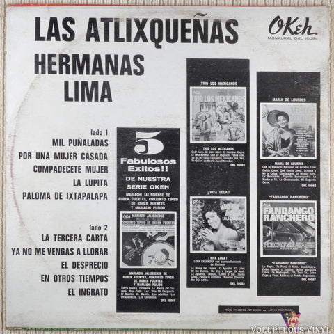Las Atlixqueñas ‎– Hermanas Lima vinyl record back cover