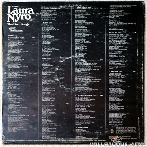 Laura Nyro ‎– The First Songs... vinyl record back cover