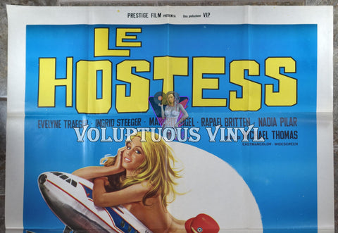 The Swingin' Stewardesses [Le Hostess] (1973) - Italian 2F - Nude Stewardess On Plane film poster top half