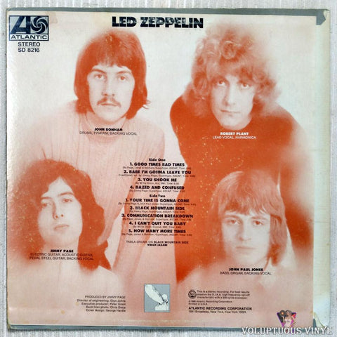 Led Zeppelin ‎– Led Zeppelin vinyl record back cover
