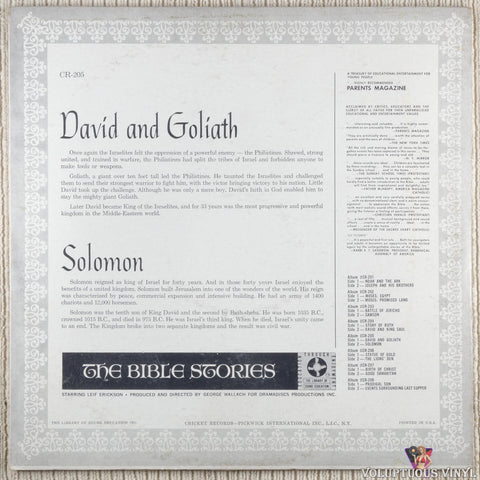Leif Erickson – Bible Stories: David And Goliath / Solomon, Vol. V vinyl record back cover