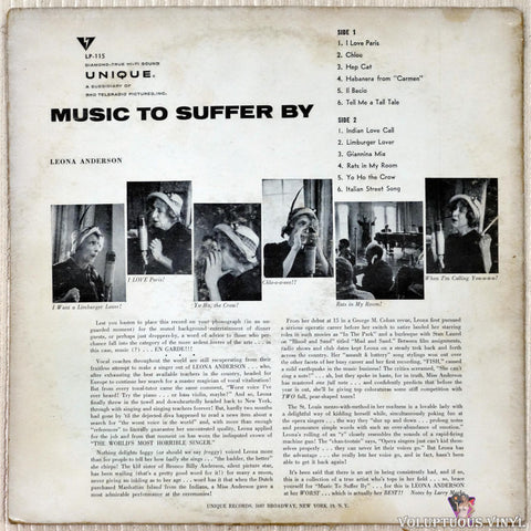 Leona Anderson ‎– Music To Suffer By vinyl record back cover