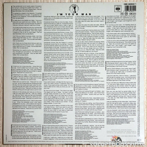 Leonard Cohen ‎– I'm Your Man - Vinyl Record - Back Cover