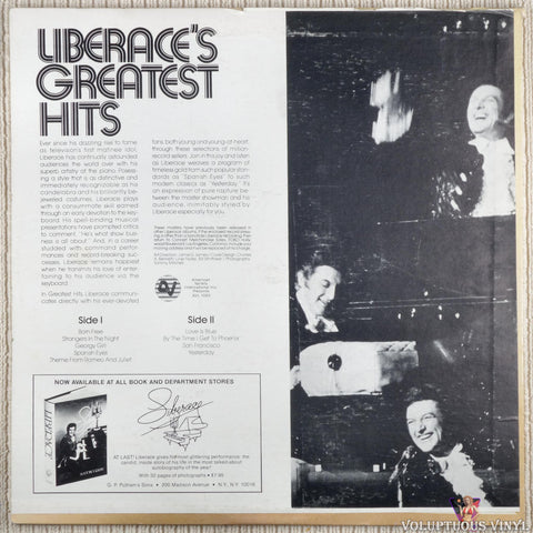 Liberace – Liberace's Greatest Hits vinyl record back cover