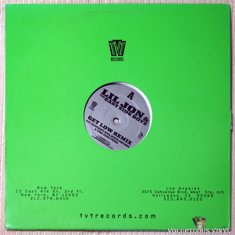 Lil Jon & The East Side Boyz ‎– Get Low (Remix) vinyl record back cover